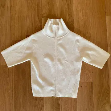 [ BEAUTY&YOUTH ] 화이트 하이넥 반팔 니트