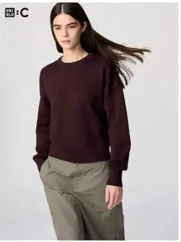 UNIQLO C 스무스 코튼 크루넥 스웨터 M 와인