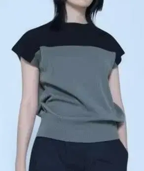 LASUD (라슈드) / 2WAY 바이컬러 썸머 니트 블랙