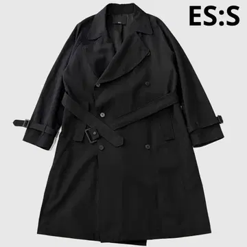 ES:S 에스 밀리터리 울 서지 트렌치코트 2 블랙