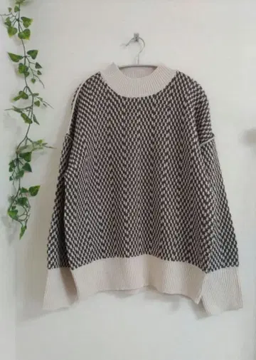 티어클라세 브라운 x 베이지 니트 M 사이즈 올 패턴