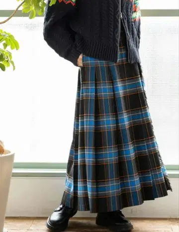 니코앤드 체크 롱 스커트