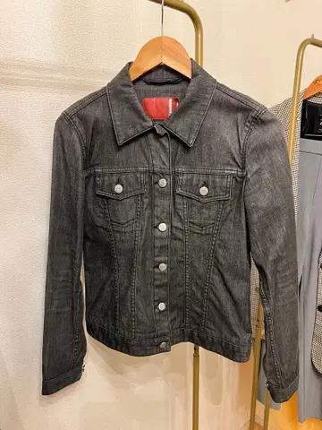 빨간 택 본인 시기 질 샌더 다크 그레이 데님 자켓