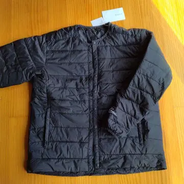 블랙 충전솜 자켓 퀼팅 아우터 노카라 여성용