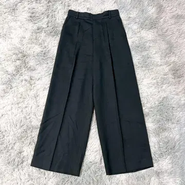 쿠 드 샹스 36 와이드 팬츠 턱 블랙 출퇴근 오피스