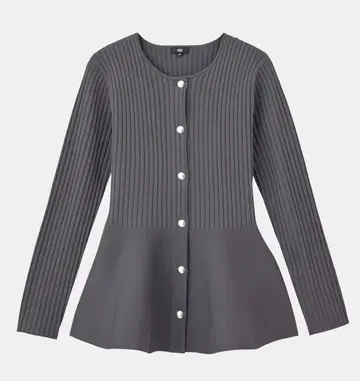 PLST 홀 의류 페플럼 가디건 M 그레이