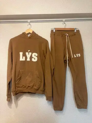 lyft 후드 부착 브라운 맨투맨 세트