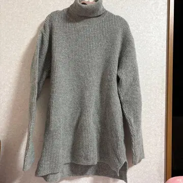 그레이 터틀넥 니트 롱 기장