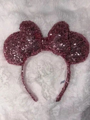 미니 핑크 스팽글 머리띠