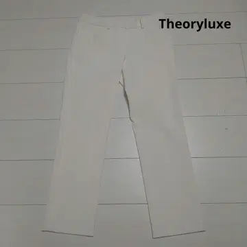 Theoryluxe 화이트 슬림핏 캐주얼 팬츠