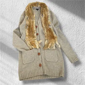 JOSEPH 롱 니트 가디건 퍼 포함 캐시미어 혼방 온워드