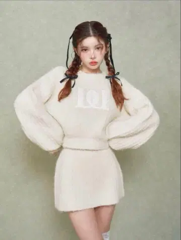 Darich 퀼팅 로고 니트 셋업 white