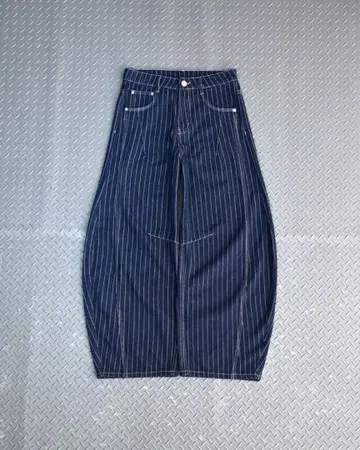 스트라이프 벌룬 데님 L2091 M Navy 지저인 ONLINE