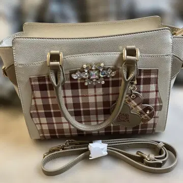 사만사베가 SmamthaVega 체크 무늬 비쥬 부착 핸드백