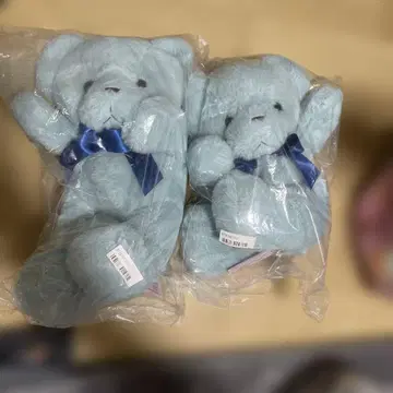 스카이블루 곰 봉제 인형 2개 세트