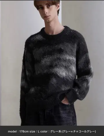 [ CLEL ] 알파카 블렌드 샤기 니트 그레이 계열