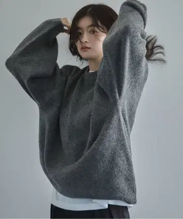 feepur 오버 사이즈 그레이 니트 스웨터