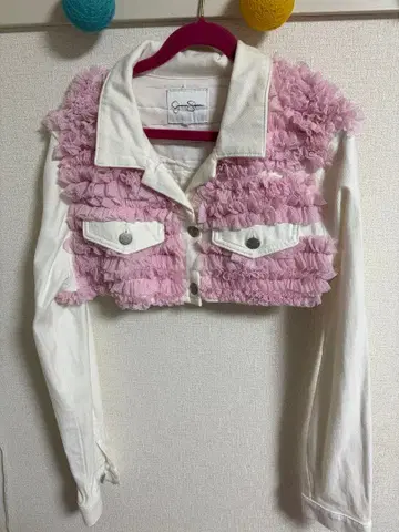 프릴 아우터 화이트 데님