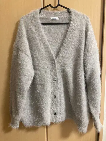 글로벌 워크 샤기 루즈 V넥 가디건