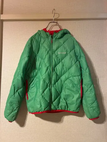 mont-bell 다운 자켓 퀼팅 리버서블 그린/빨간색