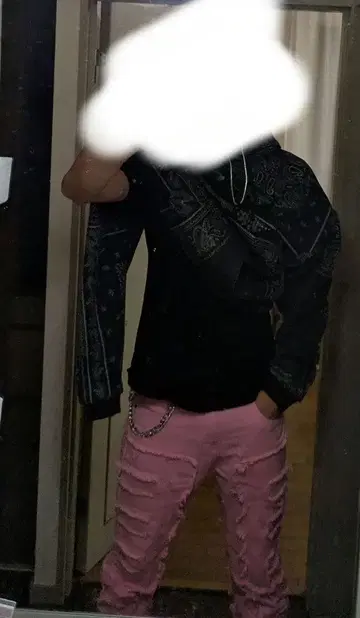 장미 바사스풍 핑크 데님 데미지 데님 uk drip us drip