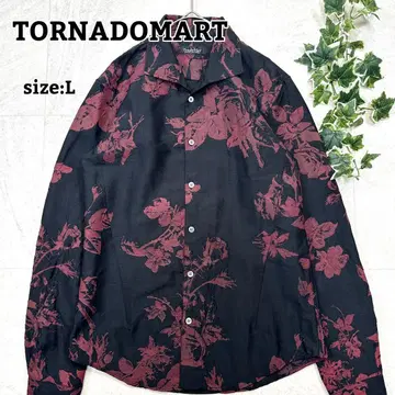 [TORNADOMART] 꽃무늬 드레스 셔츠 긴팔 블랙 L 사이즈