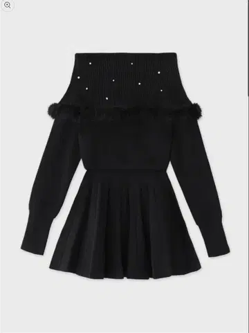 Fur bijou 오프 숄더 미니 원피스