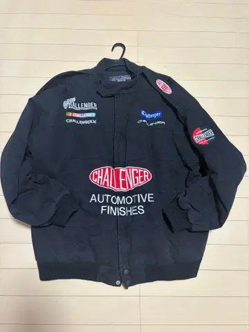 CHALLENGER 레이싱 자켓 자수 로고 블랙 블루종