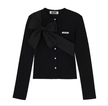 미사용 새상품 CRANK 리본 니트 가디건 블랙