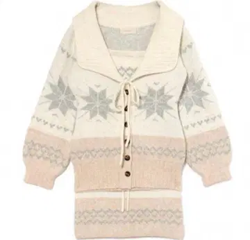 andmary Heart nordic cardigan set up