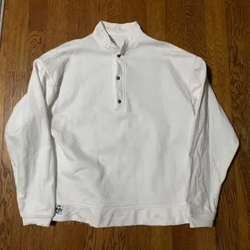 CHUMS 화이트 하프 버튼 트레이닝복 헨리넥 구제 의류 아웃도어