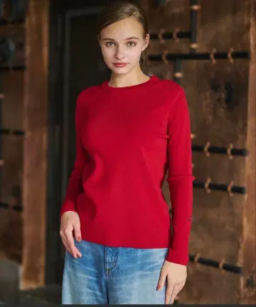 드레 스테리아 풀 니들 풀오버 니트 빨간색 새상품급