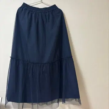 샤샤 스커트 네이비 티어드 롱 스커트