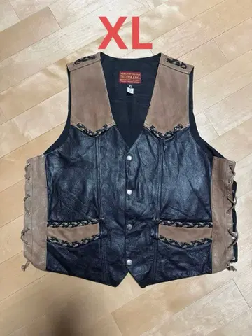 가죽 베스트 블랙과 브라운 콤비네이션 XL