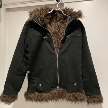 레이지블루 00s/M/y2k/짧은 기장/퍼/자켓/더블 지퍼/헤이세이