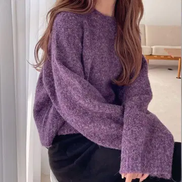 GRL 울 혼방 MIX 숏 기장 니트탑[ze668] 퍼플