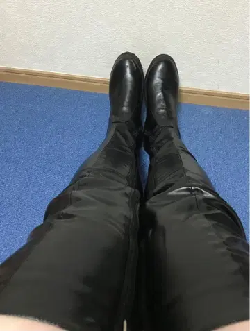 싸이하이 부츠 합성 피혁 앞면 지퍼 포함