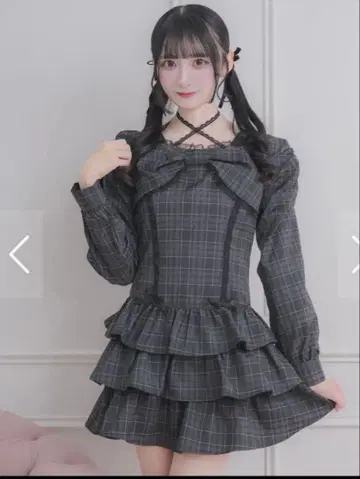 pium 프론트 리본 티어드 미니 원피스 택 없음 미사용 새상품