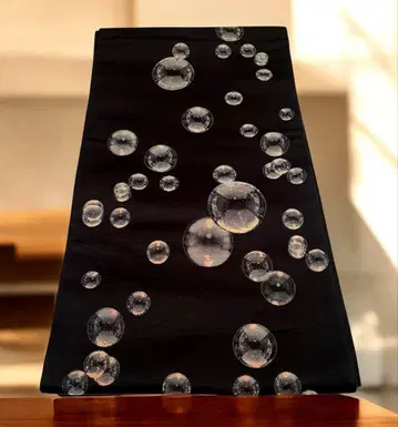 토미야 직물 특선 니시진 비단 후쿠로 오비 [점묘철 샤봉 비눗방울]