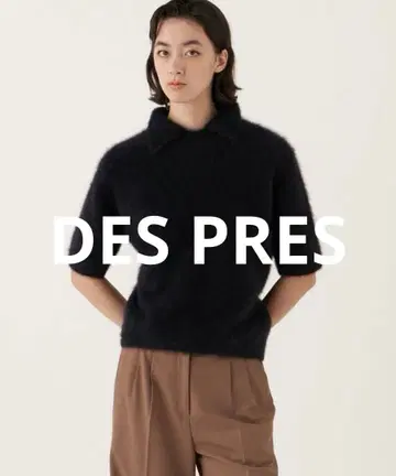 DES PRES 폭스 캐시미어 폴로 칼라 풀오버 블랙 23AW