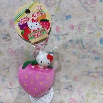 미사용 헤이세이 레트로 헬로키티 복슬복슬 후르츠 마스코트 이치고