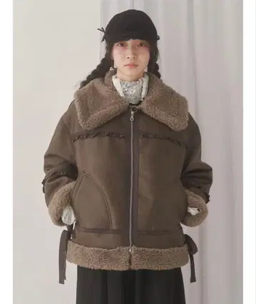 크림 보아 무스탕 블루종 merry jenny