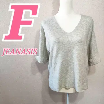 JEANASIS 라이트 그레이 반팔 V넥 T셔츠 F 사이즈 캐주얼 코디