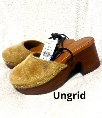 새상품 Ungrid 퍼 레이스업 통굽