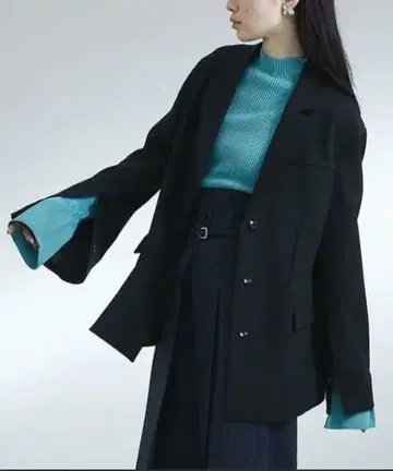 UNITED TOKYO 오버레이 슬릿 자켓 S 블랙