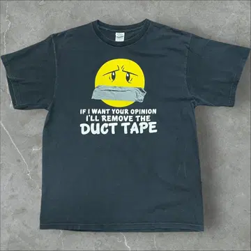 00s 메시지 니코짱 아이콘 페이드 블랙 조크 티셔츠