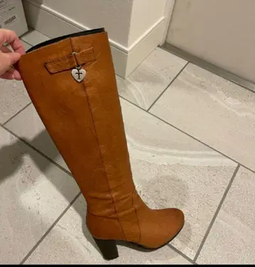 브라운 롱 부츠 지퍼 포함