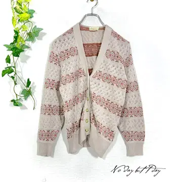 마그나 내로우 레트로 가디건(L) 시스루 니트 파스텔 에스닉 패턴