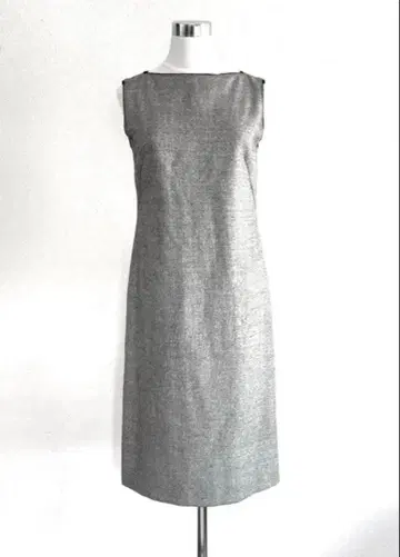 untitled 트위드 그레이 슬리브리스 무릎 기장 원피스 포멀