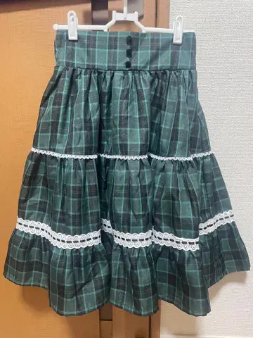 시마무라 아이노 에리 타탄 체크 스커트 그린 S